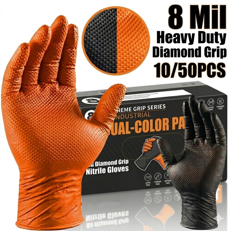 Nitrile Mechanic Glove - Ağır Hizmet Tipi Turuncu Nitril Eldivenler
