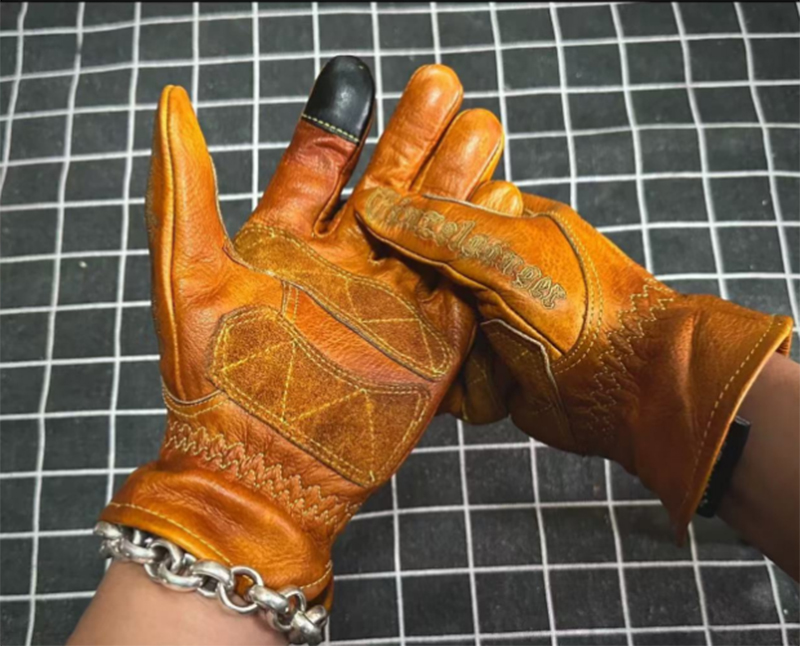 Motorcycle Glove Knuckle - El yapımı Hakiki Deri Retro motosiklet