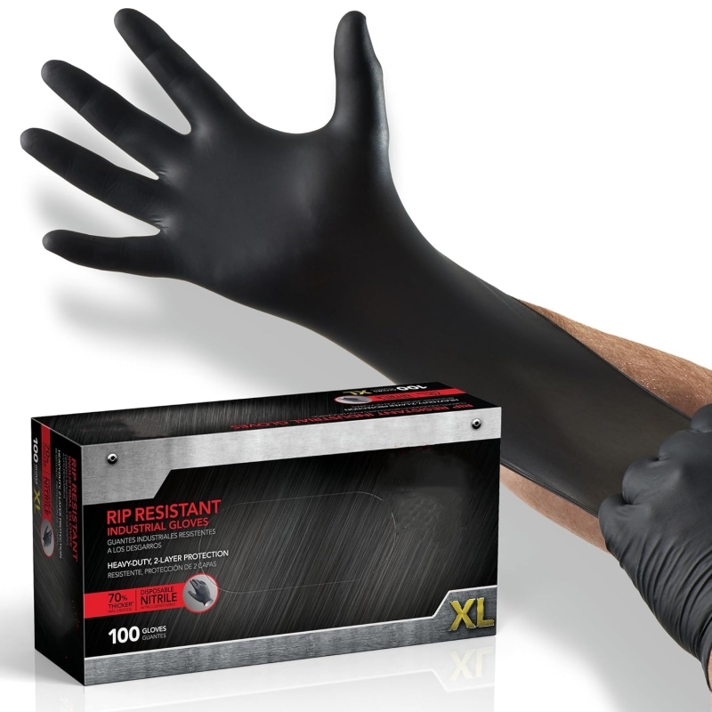 Nitrile Mechanic Glove - 100 adet siyah nitril eldiven tek