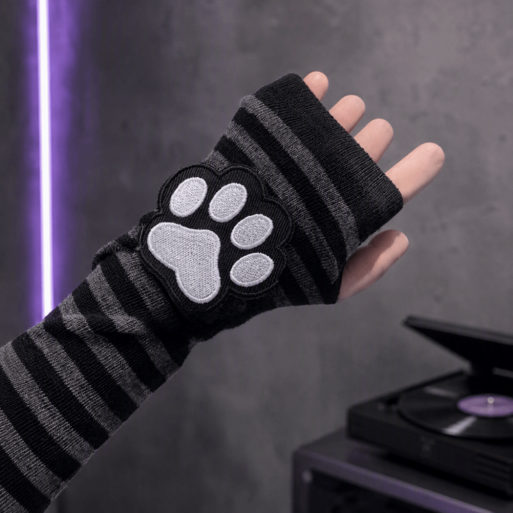Sevimli Kedi Pençesi Çizgili D - Fingerless Glove Knit incelemesi ve fiyatı