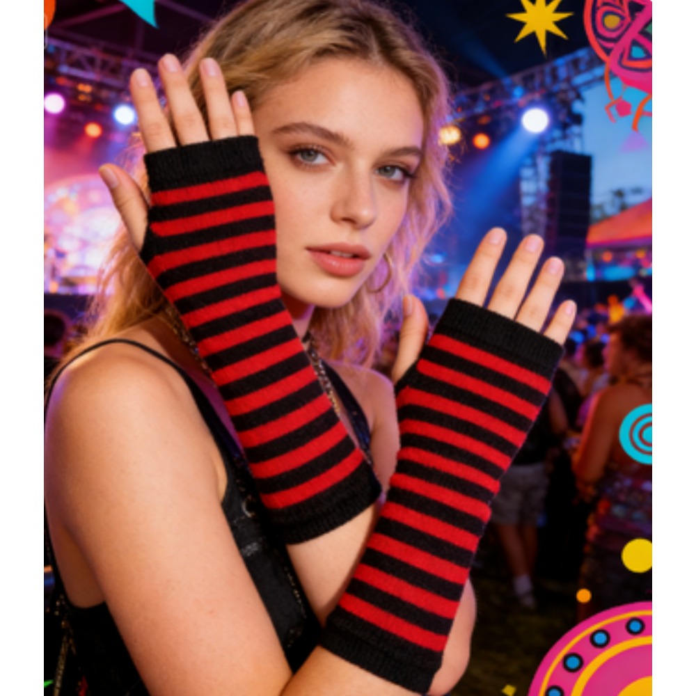 PESENAR Kırmızı Siyah Çizgili  - Fingerless Glove Knit incelemesi ve fiyatı
